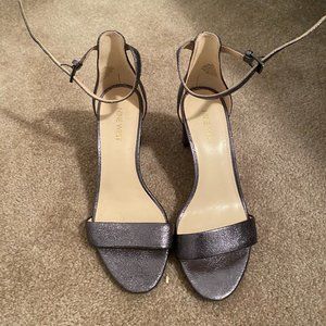 Nine West Metallic Silver Block Heel Sandals